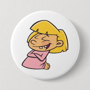 Happy Giggling Cartoon Girl 7.5 Cm Round Badge