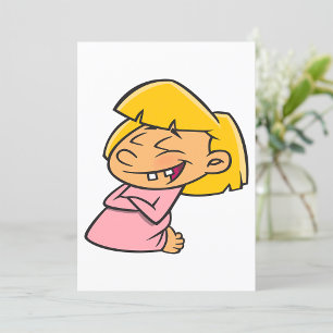Happy Giggling Cartoon Girl Invitation
