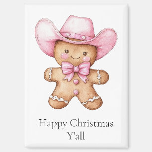 Happy Gingerbread Cowgirl Christmas Magnet