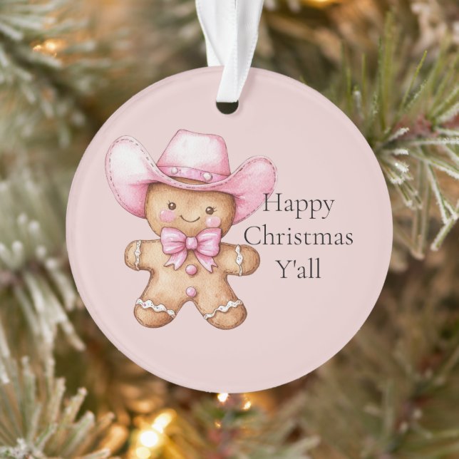 Happy Gingerbread Cowgirl Christmas Ornament (Tree)