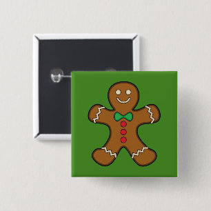 Happy Gingerbread Man 15 Cm Square Badge