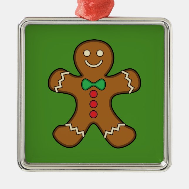 Happy Gingerbread Man Metal Tree Decoration (Front)