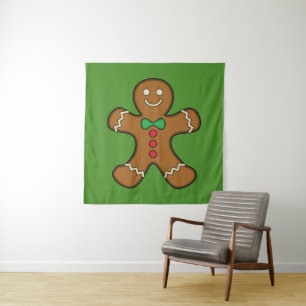 Happy Gingerbread Man Tapestry