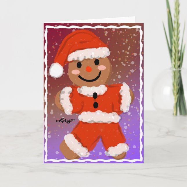 Happy Gingerbread Santa Card (Front)