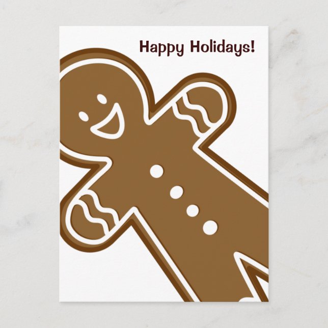 Happy Gingerbread Tall man Holiday Postcard (Front)