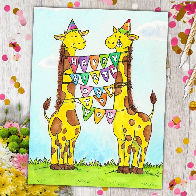 Happy Giraffes Birthday Postcard (Creator Uploaded)