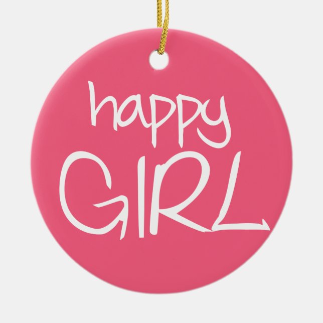Happy girl ceramic tree decoration (Front)