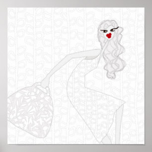 Happy Girl Dancing Colouring Poster