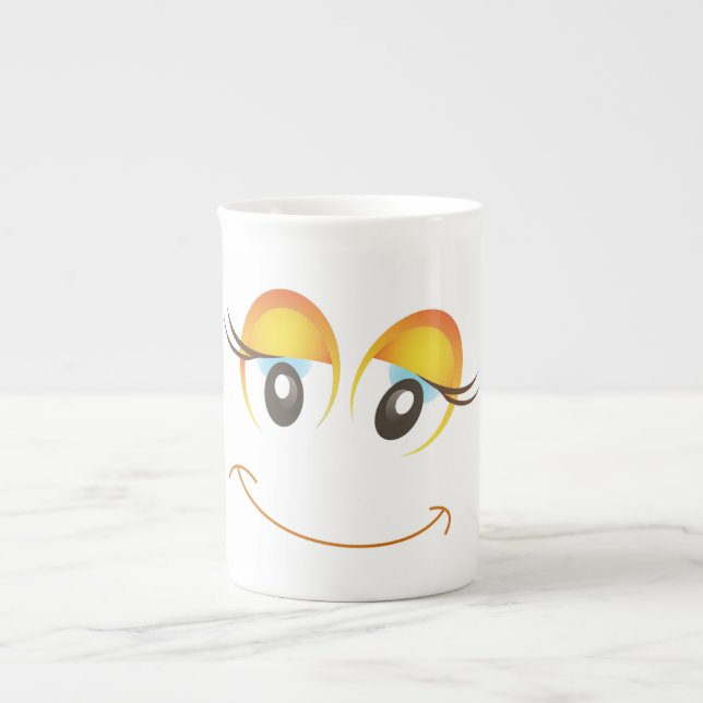 HAPPY GIRL FACE BONE CHINA MUG (Front)