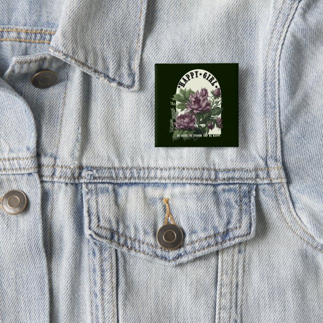 Happy Girl floral t-shirt 15 Cm Square Badge (In Situ)