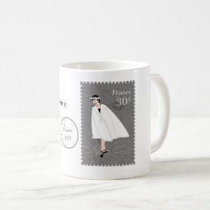 Happy Girl France Stamp Art Customizable Mug