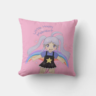 Happy Girl Hand Drawn Illustration – Little Happy  Cushion