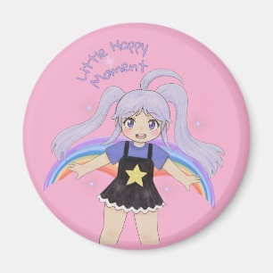 Happy Girl Hand Drawn Illustration – Little Happy  Magnet