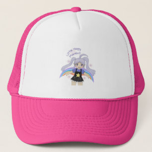 Happy Girl Hand Drawn Illustration – Little Happy Trucker Hat
