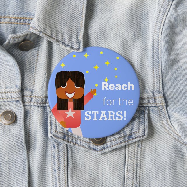 Happy Girl Motivational Round Button (In Situ)