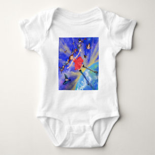 Happy Girl with Birds Baby Bodysuit