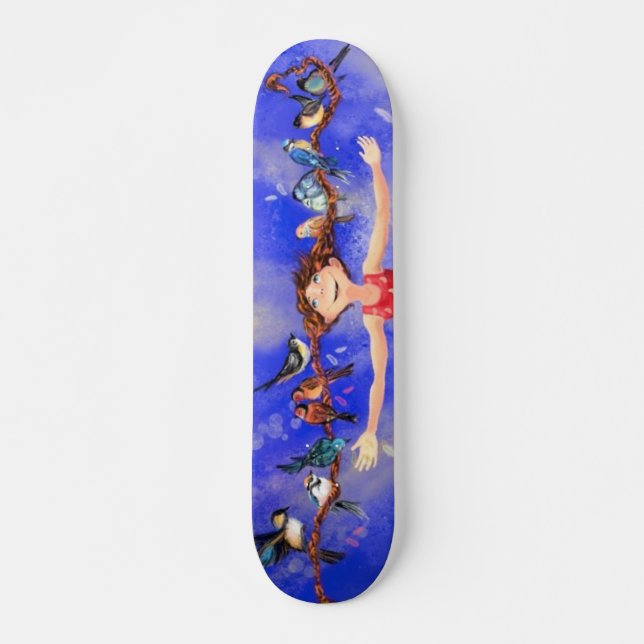 Happy Girl with Birds - Happines - Joy Skateboard (Front)