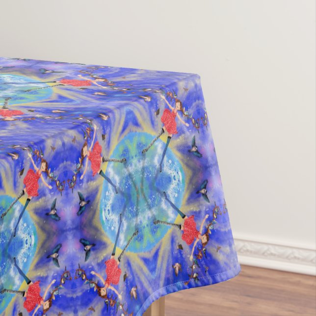 Happy Girl with Birds - Joy - Fun Tablecloth (In Situ)