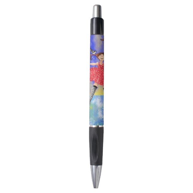 Happy Girl with Birds Pen (Front Vertical)