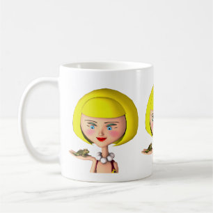 Happy Girl With Frog Prince Coffee Mug