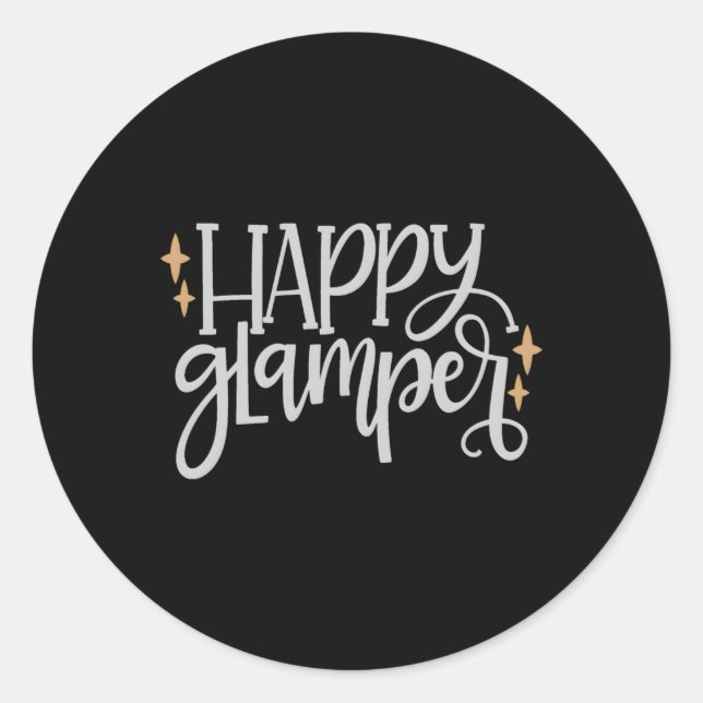 Happy Glamper Classic Round Sticker (Front)