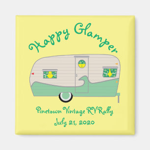Happy Glamper Green Vintage Canned Ham Trailer Magnet