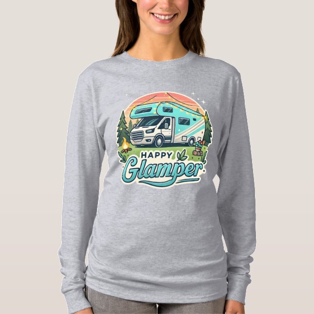 Happy Glamper Long Sleeve Women’s T-Shirt (Front)