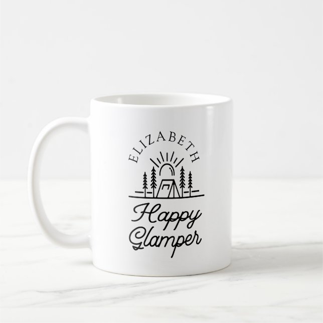 Happy glamper monogram coffee mug (Left)