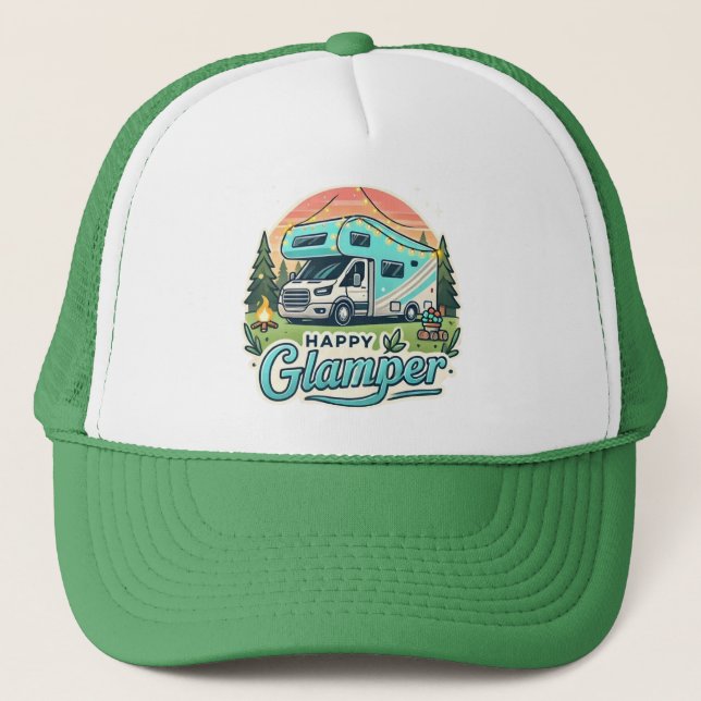 Happy Glamper RV Adventure Trucker Hat (Front)
