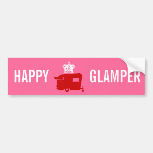 Happy Glamper - RV - Travel Trailer Humour Bumper Sticker