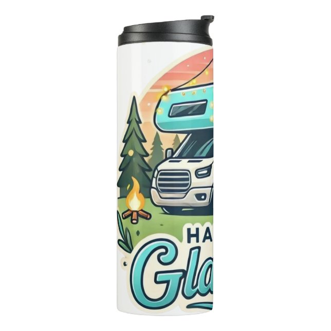 Happy Glamper Travel Mug - Adventure Awaits (Rotated Left)