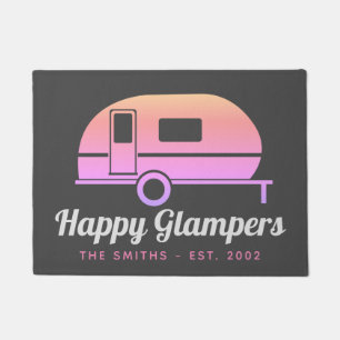 Happy Glampers Pink Ombre Camping Doormat
