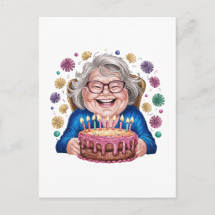 Happy Glasses Granny Bday Graphic Holiday Postcard