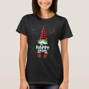 Happy Gnome Buffalo Plaid Matching Family Christma T-Shirt