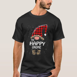 Happy Gnome Buffalo Plaid Matching Family Christma T-Shirt