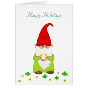 Happy Gnome, Horseshoe & Gold Confetti Holidays