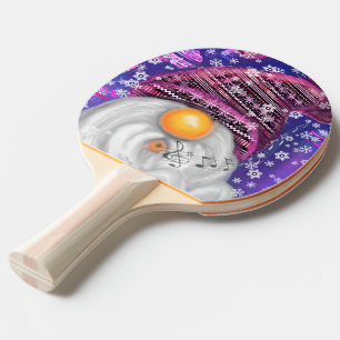 Happy Gnome In Purple Hat Sings A Christmas Song   Ping Pong Paddle