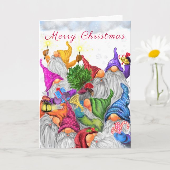 Happy Gnome Party Christmas Card (Small Plant)
