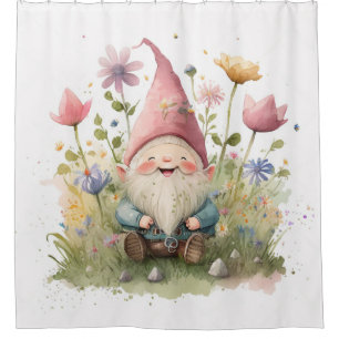 Happy gnome shower curtain