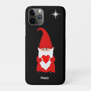 Happy gnome  with heart on black Case-Mate iPhone case