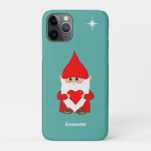 Happy gnome  with heart on teal Case-Mate iPhone c Case-Mate iPhone Case