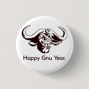Happy Gnu Year 3 Cm Round Badge