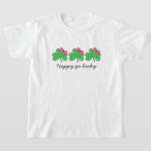 Happy Go Lucky Coquette Bow Clover St Patrick's T-Shirt