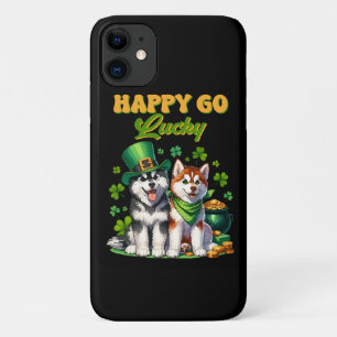 Happy Go Lucky Cute Husky St. Patricks Day Case-Mate iPhone Case