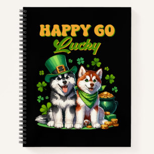 Happy Go Lucky Cute Husky St. Patricks Day Notebook