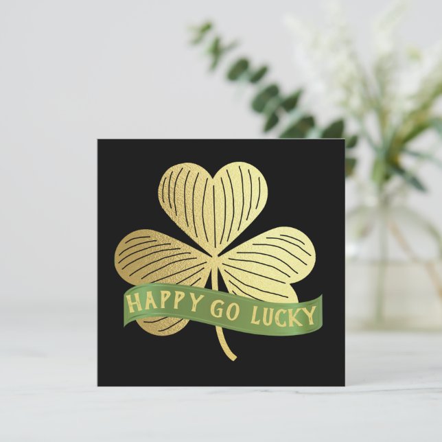 Happy Go Lucky Gold Shamrock St Patrick's Day  (Standing Front)