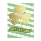 Happy Go Lucky Gold Shamrock St Patrick's Day 