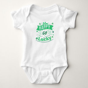 Happy Go Lucky Green Flowers Clover Decor Baby Bodysuit