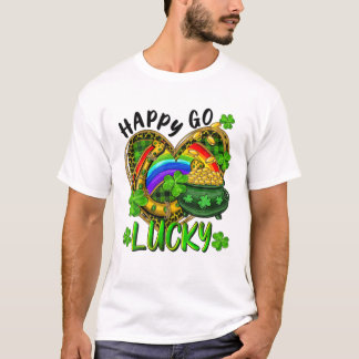 Happy Go Lucky Pot Of Gold Rainbow Heart Patrick's T-Shirt