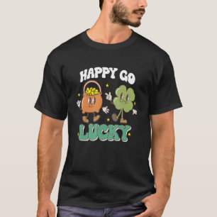 Happy Go Lucky Retro St Patricks Day Shamrock Pot  T-Shirt